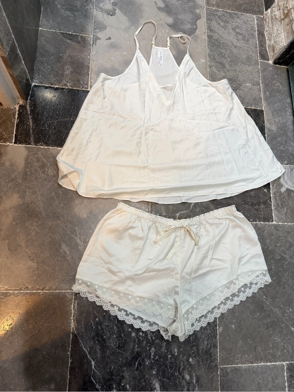 Flora Nikrooz Cream Lace-Trim Camisole & Shorts Sleep Set